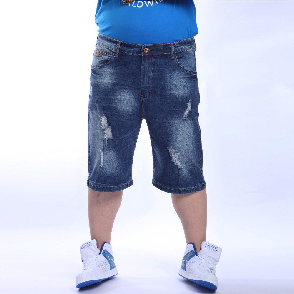 44 46 48 plus size heren denim shorts zomer stijl casual elastische gescheurde jeans heren merkkleding