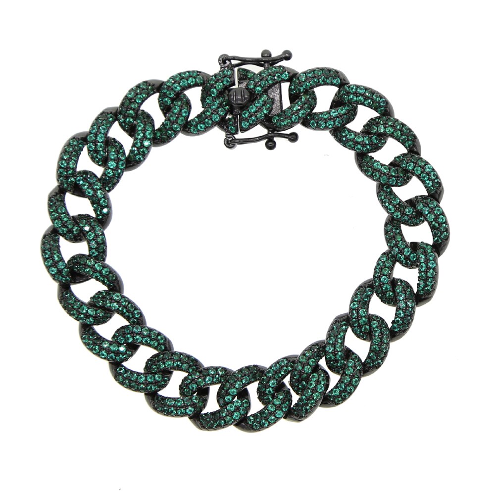 Hip hop bling bling gelo para fora miami cubana pulseiras micro pave arco-íris vermelho verde azul cz colorido feminino moda masculina jóias