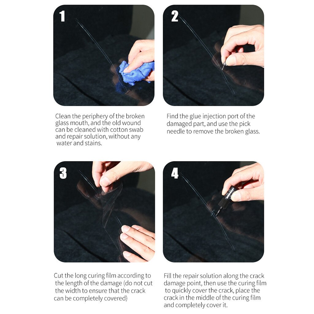 #50 Car Window Glass Crack Chip Resin Windscreen Windshield Repair Diy Tool Kit 30ml Magic Windshield Crack Adhesive