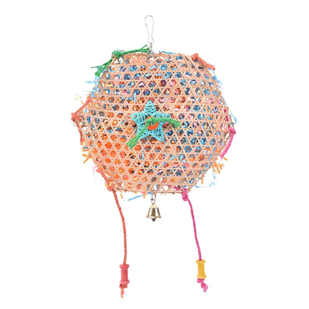 Peck Chewing Parrot Toys Cage Access Cage HangingToy bird swing cage toy foraging toys bites for parakeet Bamboo Weave rope