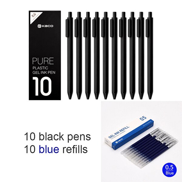 Original Xiaomi Mijia Kaco Pen 0.5mm Gel Pen Signing Pen Core Durable Signing Pen Refill Smooth Writing for School Office: black add blue