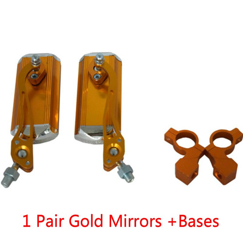 Aluminum Bicycle Rearview Mirror Adjustable Bike Mirror For Road Mountain Folding Bike MTB Rear Mirror Cycling Accessories: Gold Mirrors Bases