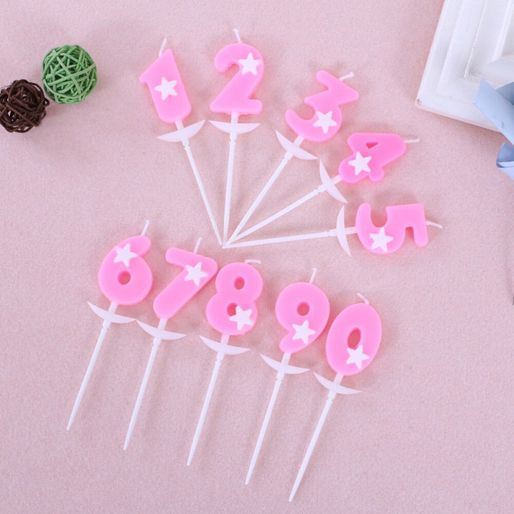 10pcs Candles Chic Stylish Cake Candles Supplies Pentagram Digital Birthday Cake Candle Number Cake Topper Cand