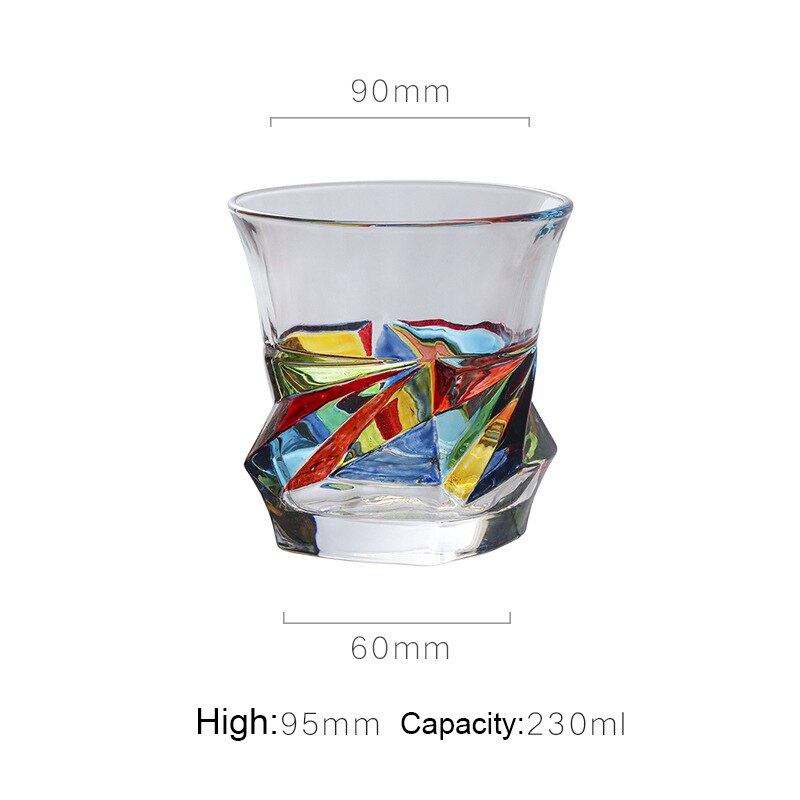 Whiskey Glass Cup Beer Vodka Mug Handmade Stained Shot Glass Espresso Coffee Mug Cocktail Wine Tumbler Bar Barware: A
