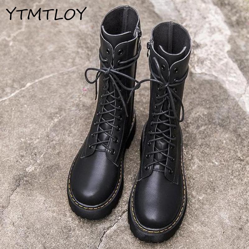 Botas de moto bonitas para mujer, botas de nieve informales combinables, botas negras para otoño e invierno, botas para mujer a media pantorrilla con cierre cruzado