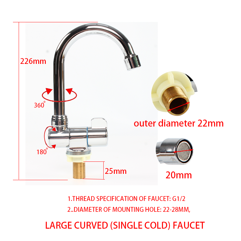 Robinet RV pliable à 180 degrés, évier rotatif à 360 degrés, robinet ou froid, cuisine, salle de bains, caravane, accessoires de robinet marin RV