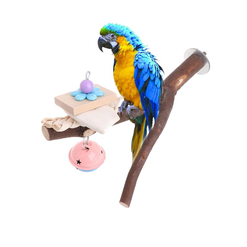 20cm Parrot Raw Wood Fork Tree Branch Stand Rack Toy Hamster Branch Perches For Bird Cage Pet Bird Wooden Parrot Stand