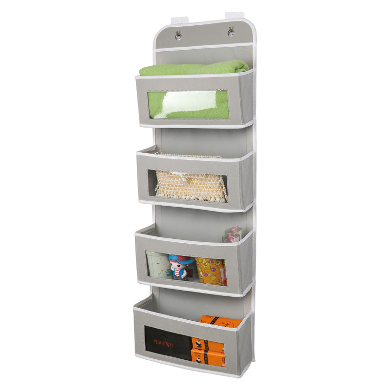Layer Fabric Over The Door Organizer Gray Foldable Door Organizers Nursery Closet Storage, Large Hanging Door Organizer: gray