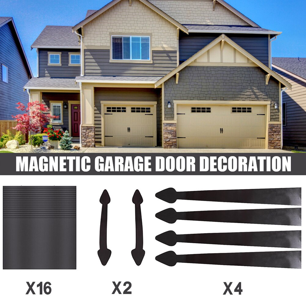 1 set gummikant överklagande svart dekorativ magnetisk garageport hårdvara faux vagn accenter fönsterhandtag gångjärn