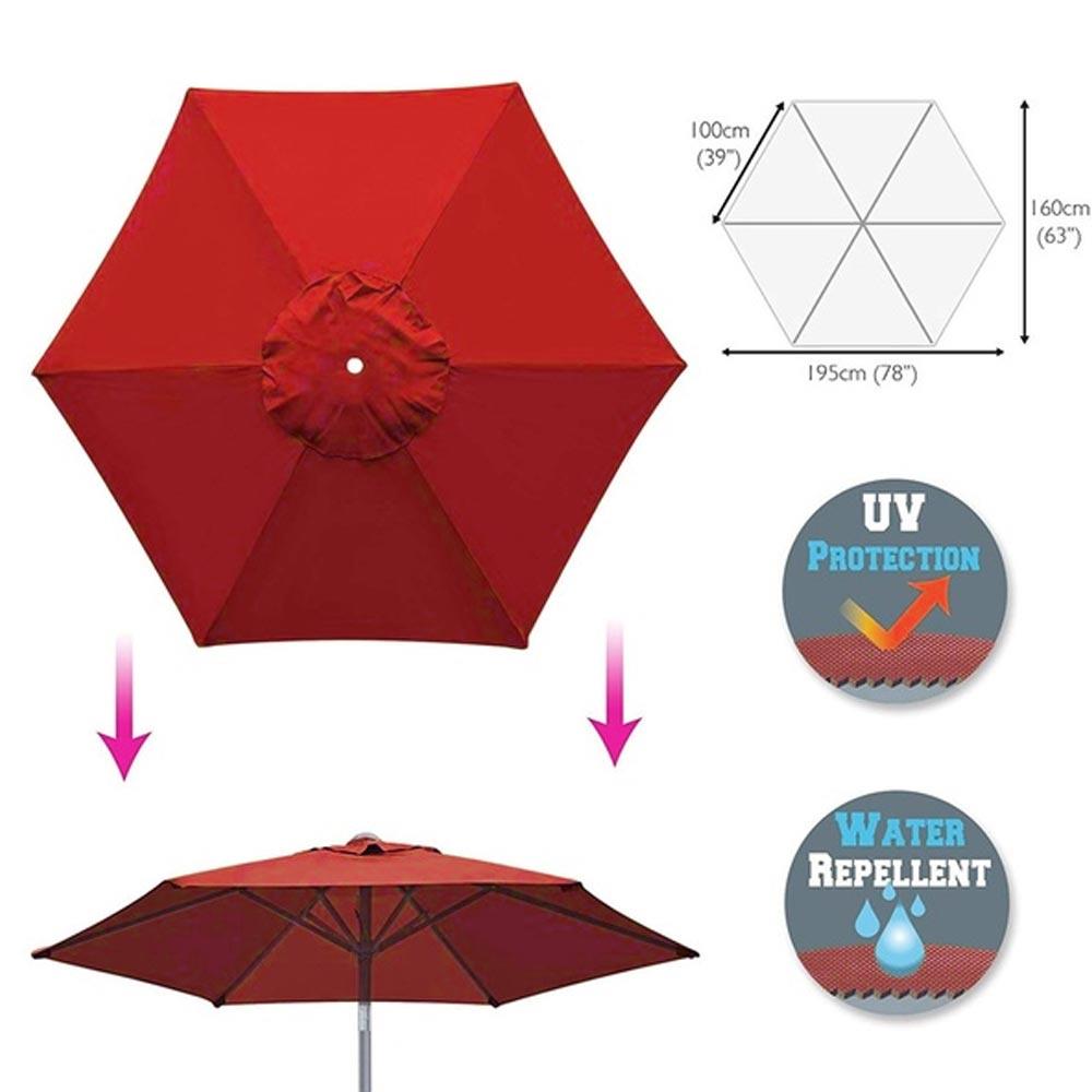 Cubierta de sombrilla con forma de hexágono de 2M, protector de Patio resistente a los rayos UV, impermeable, cubierta de sombrilla