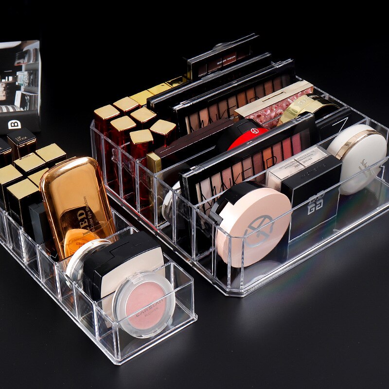 Plastic Transparent Makeup Organizer Storage Box Clarity Cosmetic Makeup Holder Vanity Cabinet Powder Display Shelf