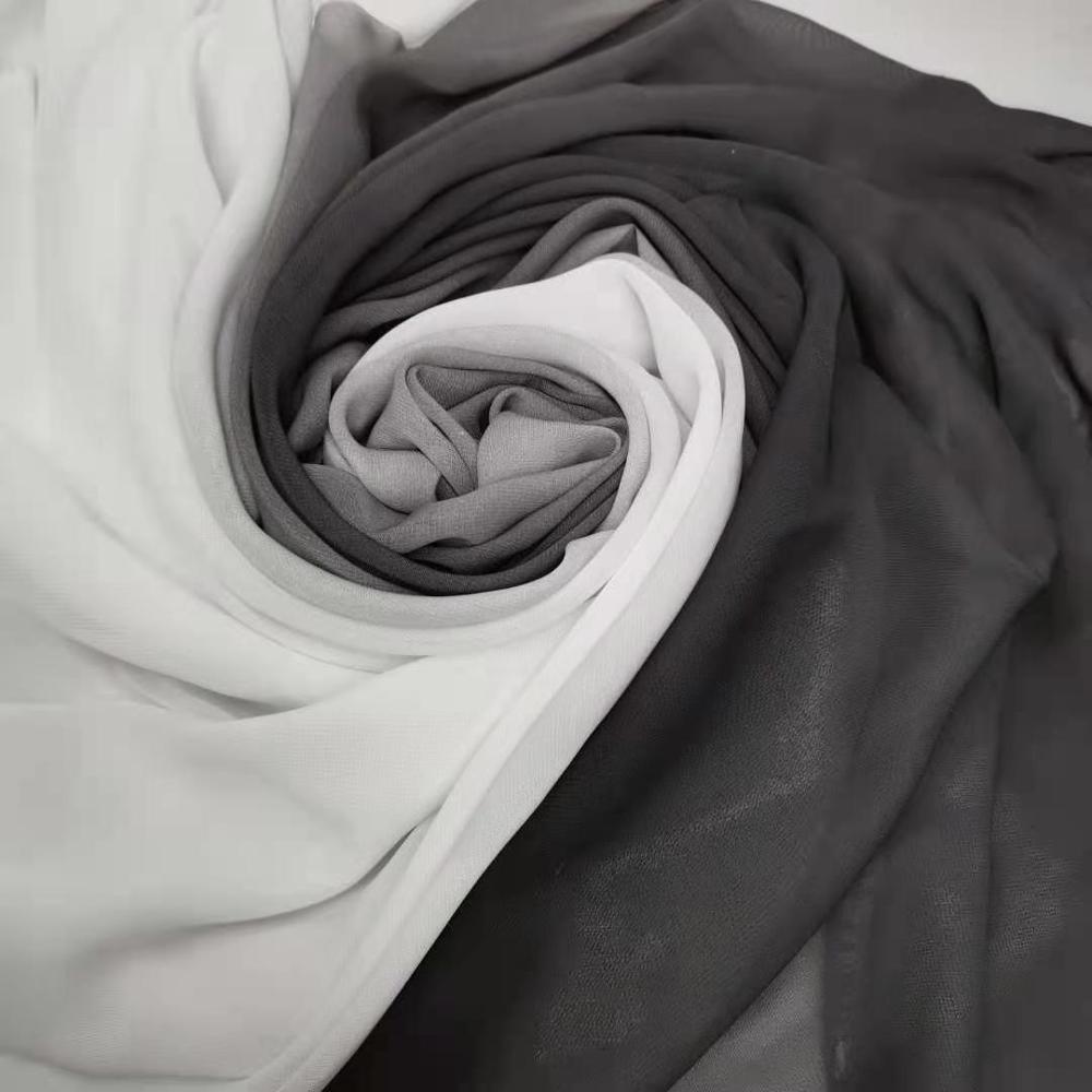 Ombre 100d chiffon stof blødt farvet dans cosplay kjole åndbar flydende diy symateriale: 100d sorte