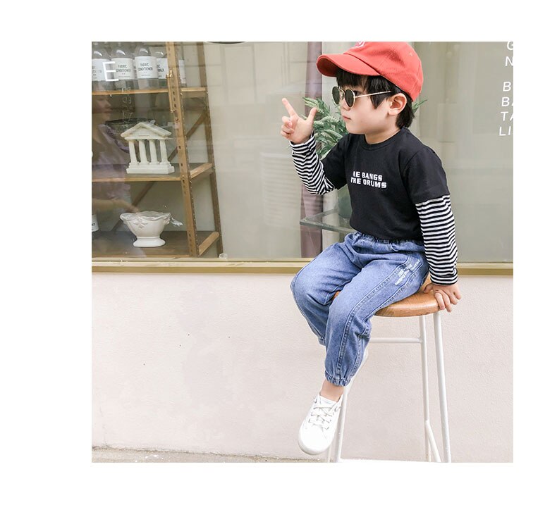 Jeans para niño, pantalones de tela de retales para niños, pantalones Cargo Casual, pantalones vaqueros para niños, pantalones escolares para primavera y otoño, ropa novedosa para niños