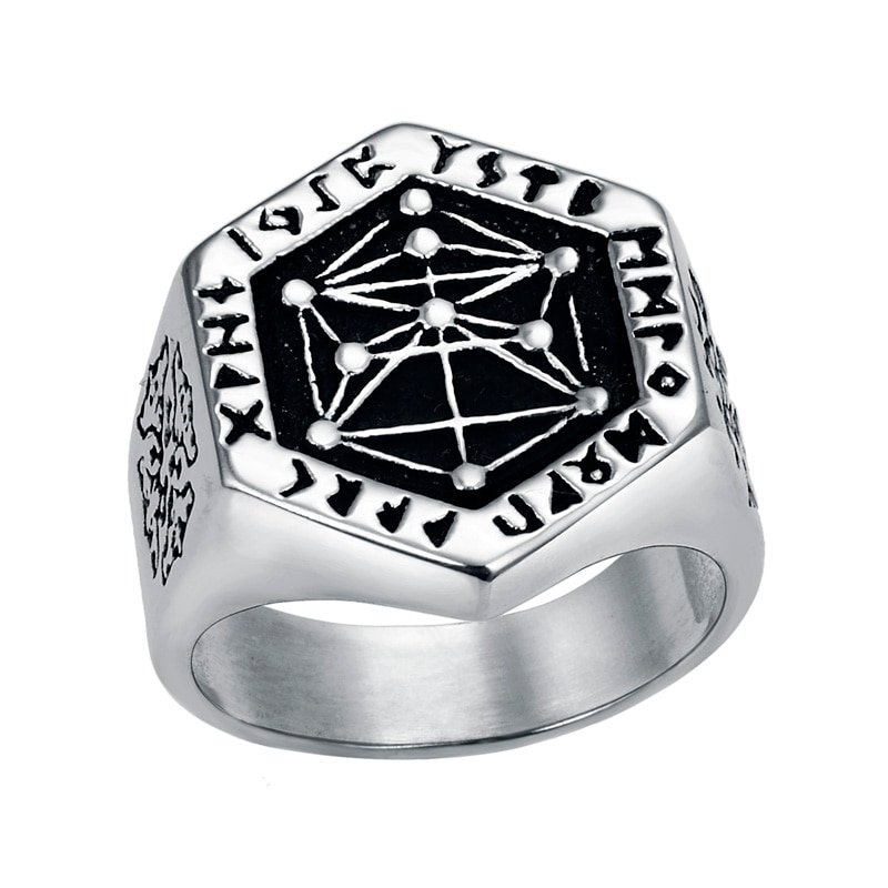 Stainless Steel Rings for man Nordic mythology Viking Rune Index Ring Gold Color Ring jewelry