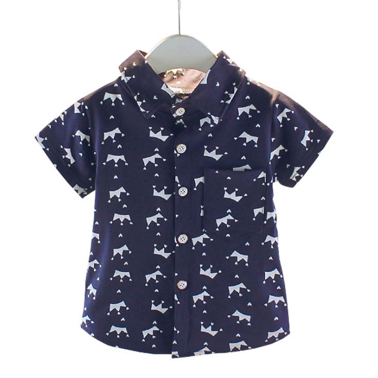 Camicie per camicette da bambino estive camicie Casual a maniche corte stelle stampate in cotone top per bambini vestiti per bambini: Blu / 18m