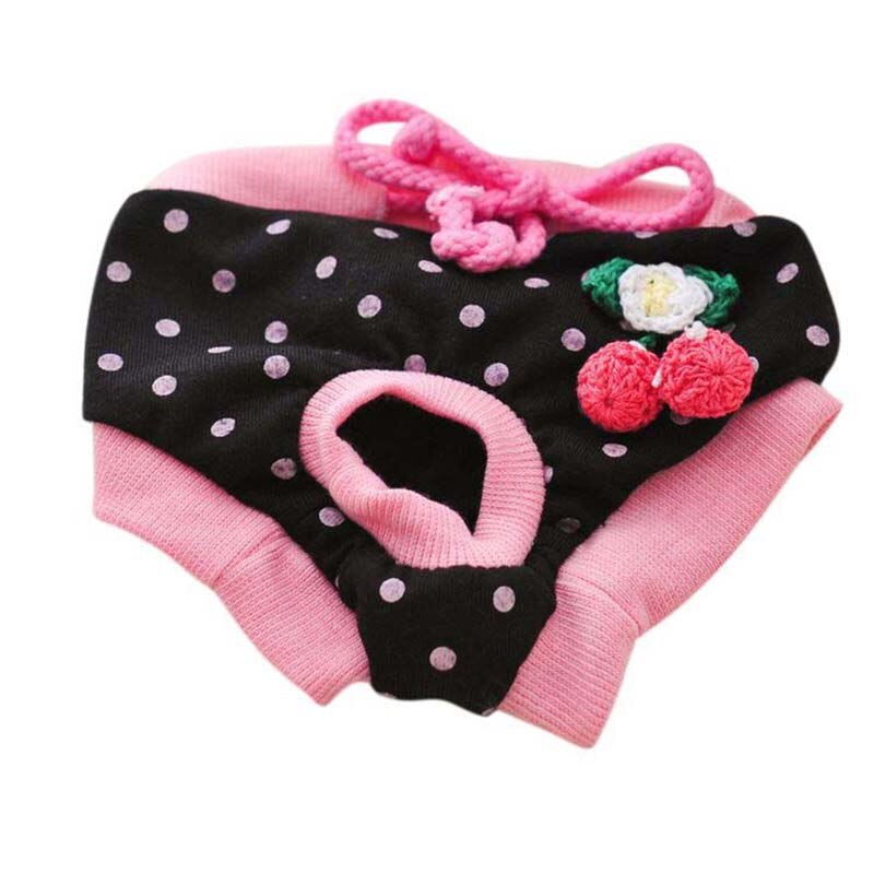 Colorful Puppy Pet Dog Cotton Print Cozy Sanitary Physiological Pants Pet Underwear: Black / M