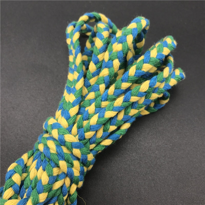 5 yards / lot 6mm bomulds reb fladt tricolor flettet reb håndværk dekorativt snoet snor reb til håndlavet dekoration: 08