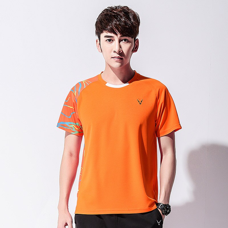 Vêtements de badminton pour hommes, , sous-vêtements, absorbe la sueur sèche d'été, vêtements de tennis respirants et rapides,: Men Orange one shirt / XXL