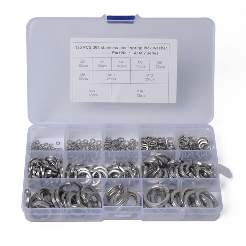 325Pcs spring washer M2-16M round stainless steel spring washer