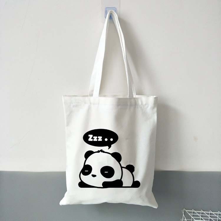 Panda dos desenhos animados bonito animal impressão senhoras bolsas de lona sacola de viagem de compras das mulheres eco reutilizável sacos de ombro bolsas de tela: B1182-TBWH-M