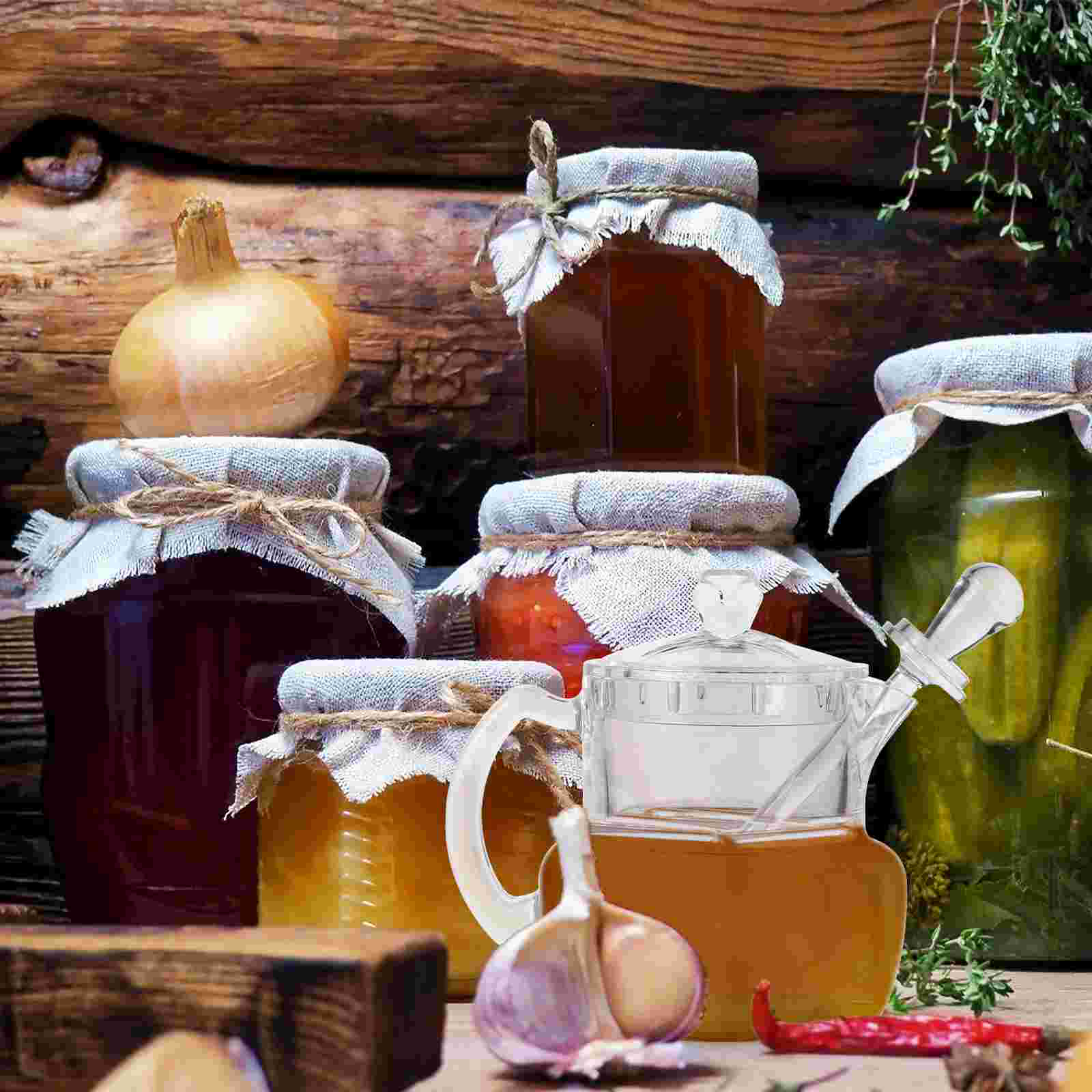 1 Set of Acylic Honey Container Syrup Sugar Pot with Stirring Rod for Kitchen