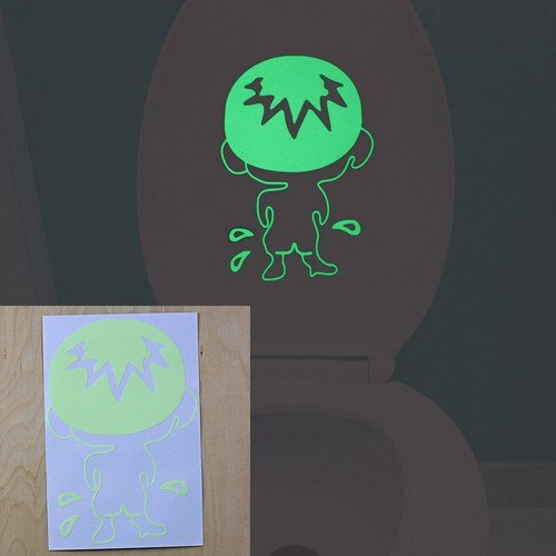 Funny Smile Bathroom Wall Stickers Glow in the Dark Toilet Sticker Home Decor Waterproof Wall Decals WC Door Decorative Poster: Pee YG