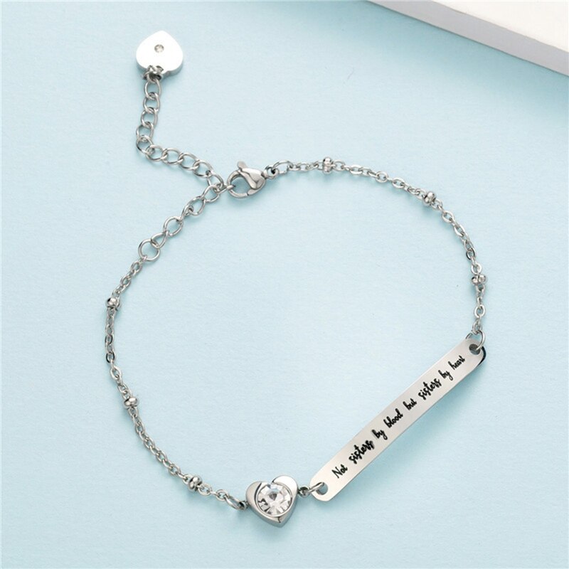 Rvs Beste Vrienden Armband Vriend Sieraden Vriendschap &quot;Niet Zusters Door Bloed Maar Zusters Door Hart&quot;