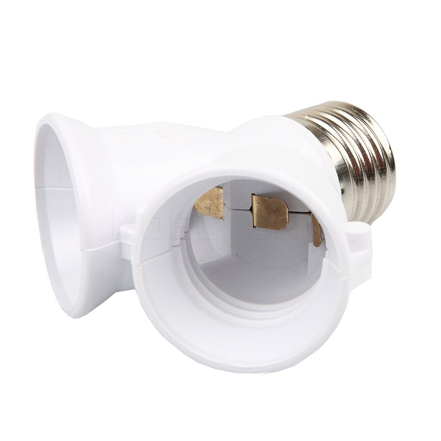 Dobbelt dobbelt 2x e27 fatninger base forlænge splitter stik halogen lys pære holder kobber kontakt adapter konverter
