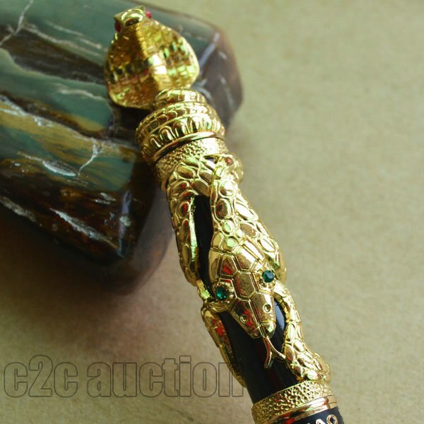 Vulpen Medium 18KGP Nib Jinhao Zwart Met Gouden Snake Wind