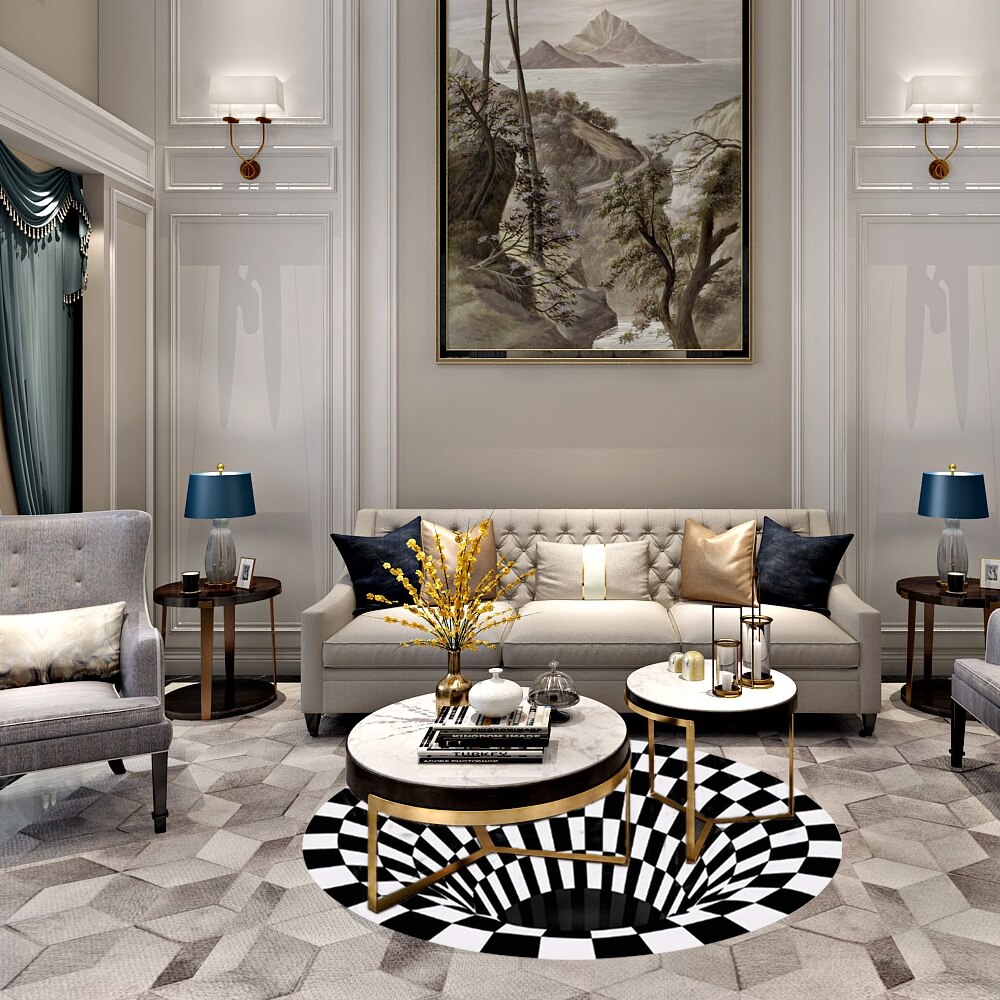 3D Strudel drucken Optische Illusion Bereichen Schwarz Und Weiß Teppich Teppich Boden Pad nicht-Unterhose Fußmatt Matten Für Hause wohnzimmer Schlafzimmer