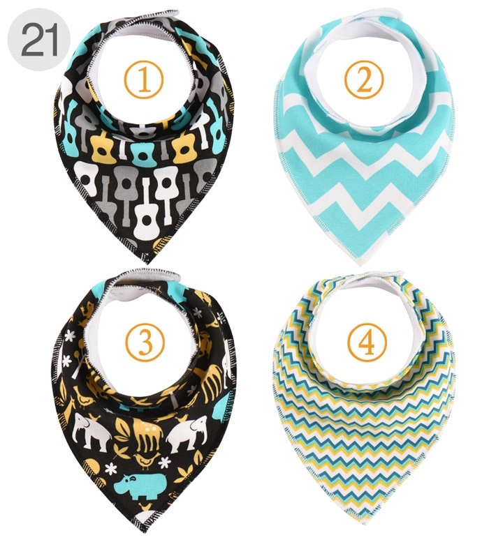 4 stycken haklappar för pojkar och flickor rapsdukar bandana haklappar babybandana vattentäta dribbla haklappshanddukar för spädbarn: Mönster 21