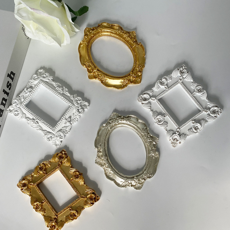 Mini Gold kleiner Fotorahmen Schieß Requisiten retro-Fotorahmen Ich bin europäischen Stil geprägte Nagel Kunst Ohrringe Pose Requisiten