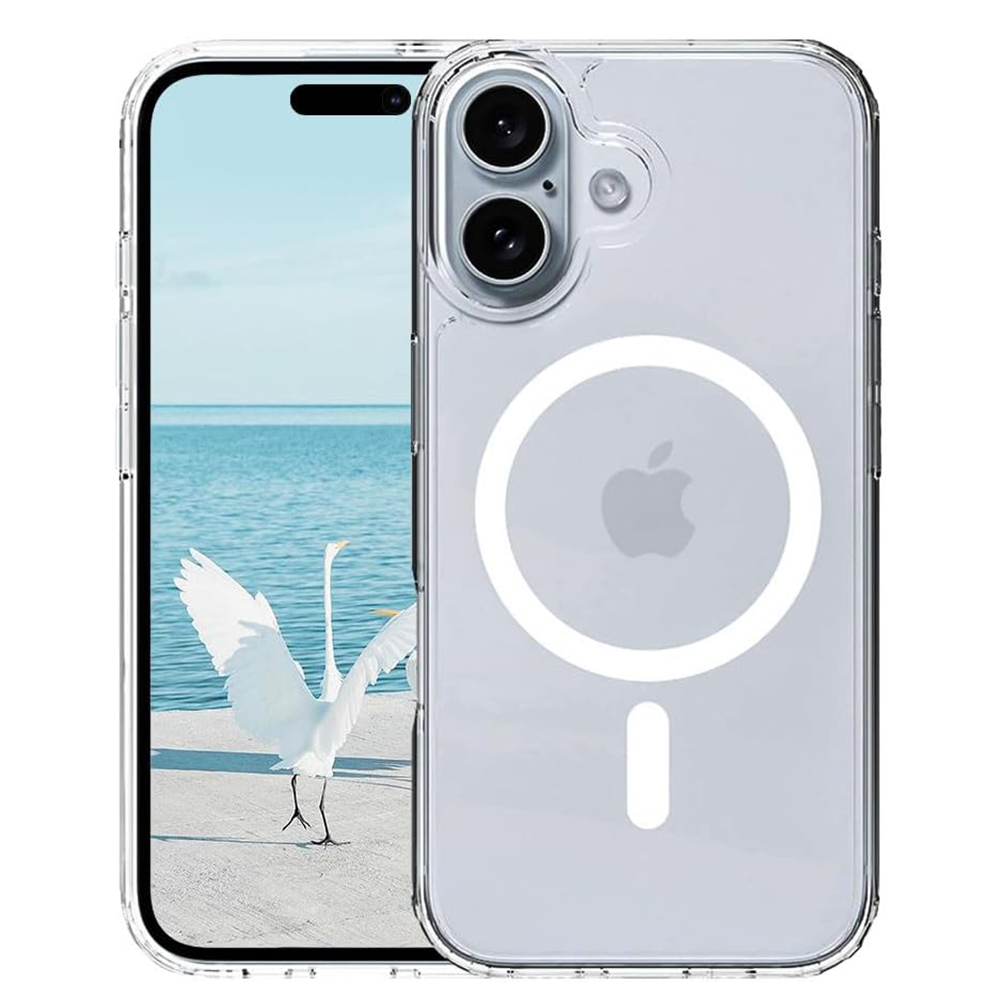 Capa magnética forte magsafe para iphone 16e 16 15 14 13 12 11 pro max plus mini capa dura híbrida silicone transparente à prova de choque