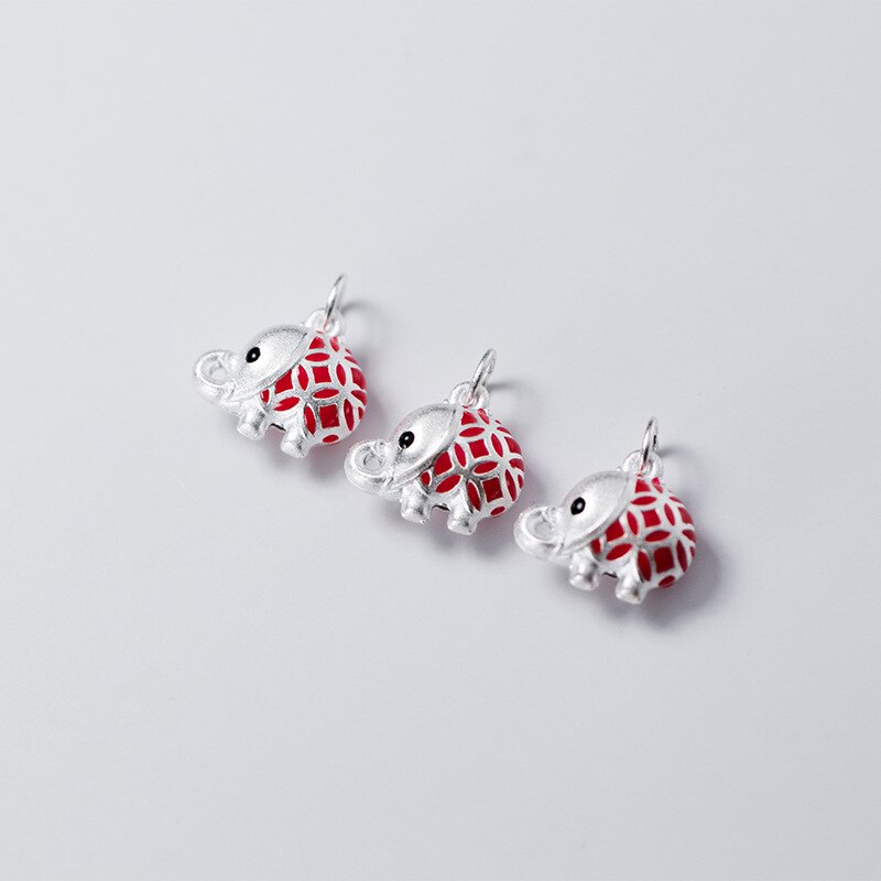Meetsoft modisch 925 Sterling silber niedliche rot elefantenanhänger, speziell für diy-handarbeit-schmuck, beugt allergien vor.