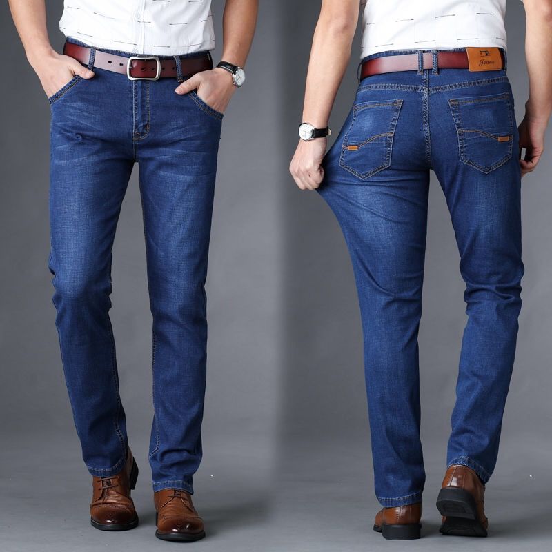 Männer Jeans Geschäft lässig Gerade schlank passen Blau Jeans strecken Denim Hosen Hosen Klassische Große Größe 29-42