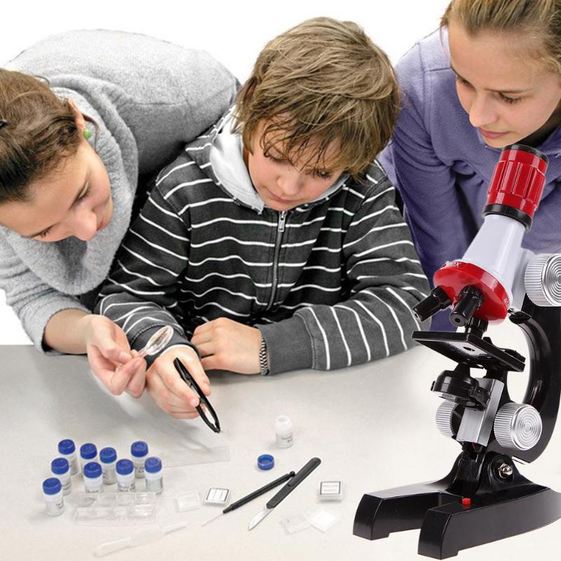 Børnemikroskop kit science lab led 100-1200x biologiske mikroskop hjemmeskole pædagogisk legetøj børn optiske instrumenter