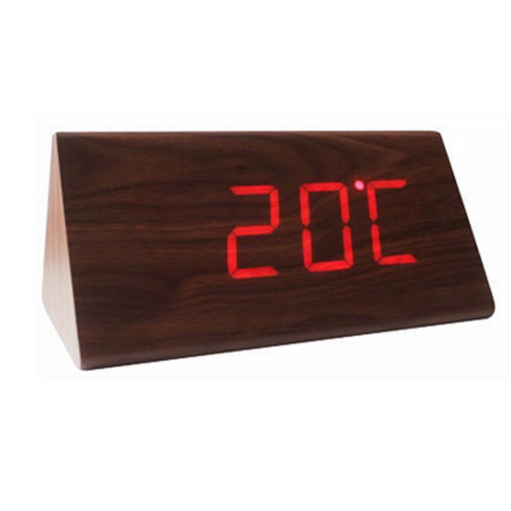 1 Pc Houten Hout Klok Moderne Houten Versie Digitale Elektronische Bureauklok Led Display Tijd Voor Thuis Kinderen Slaapkamer kantoor: Bruin