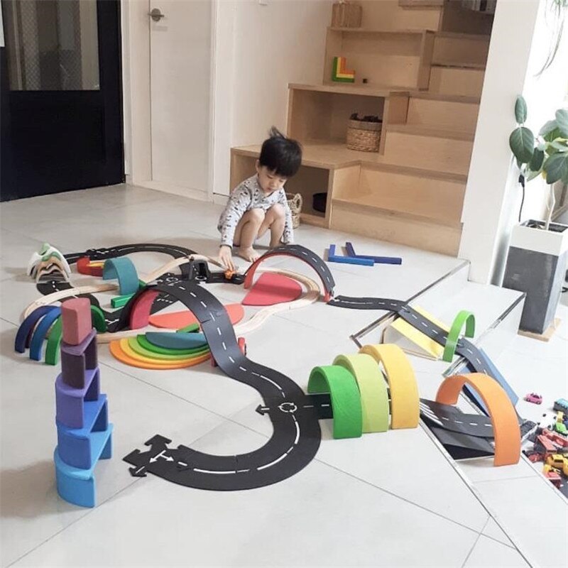 Diy Kids Puzzels Track Spelen Speelgoed Set Pvc Splicing Path Road Auto Puzzel Games Baby Tapijt Play Mat Educatief Leren speelgoed