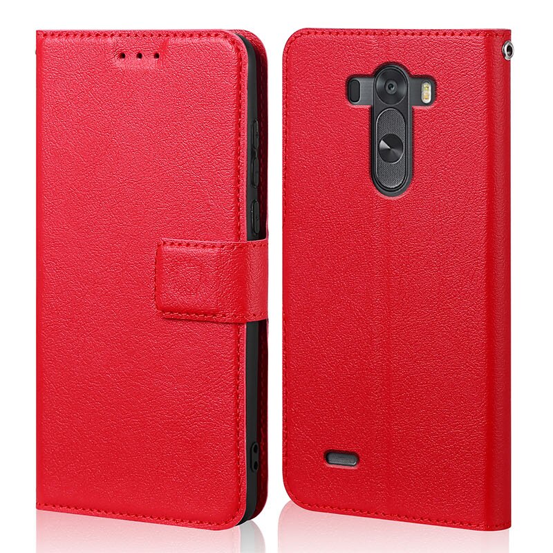 Siliconen Flip Case Voor Lg Optimus G3 D855 D850 Luxe Wallet Pu Leer Magnetische Telefoon Zakken Gevallen Voor Lg G3 met Kaarthouder: Red