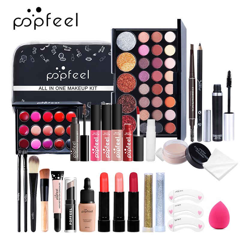 27PCS Cosmetics Kit ALL IN ONE Full Makeup Set Makeup Artist Portable Cosmetic Bag Make Up Box Suit: 26PCS SET