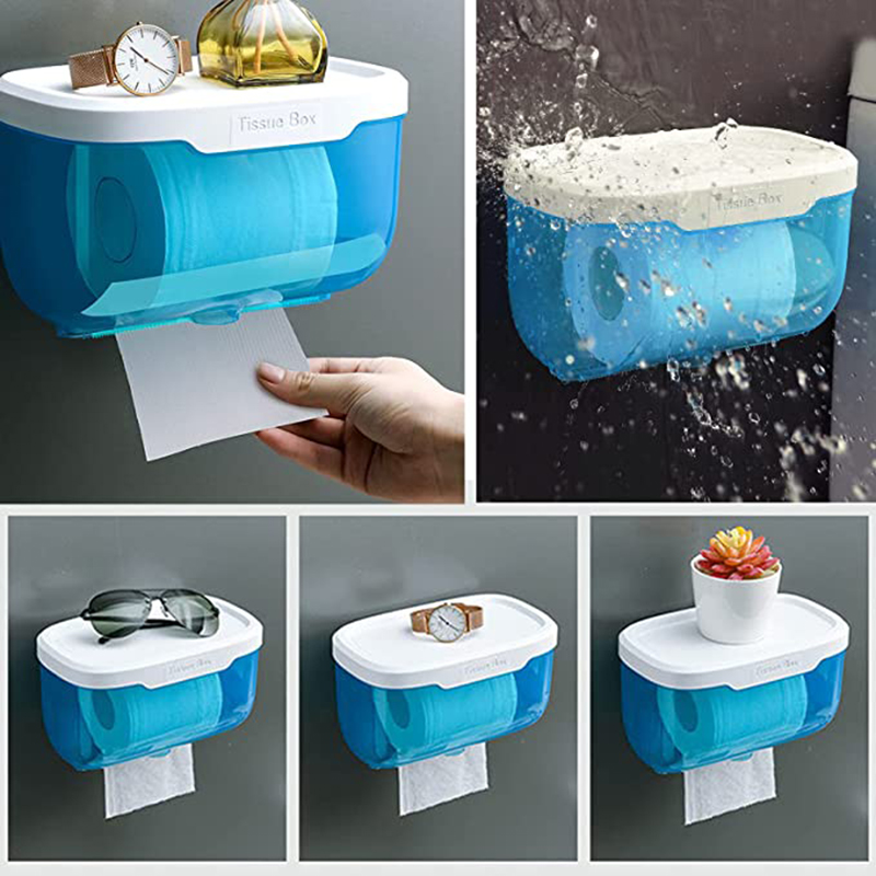 Punch-free Toilet Paper Holder tissue box Waterproof Mobile Phone Storage Toilet Paper Storage Rack Tissue Bathroom Supplies