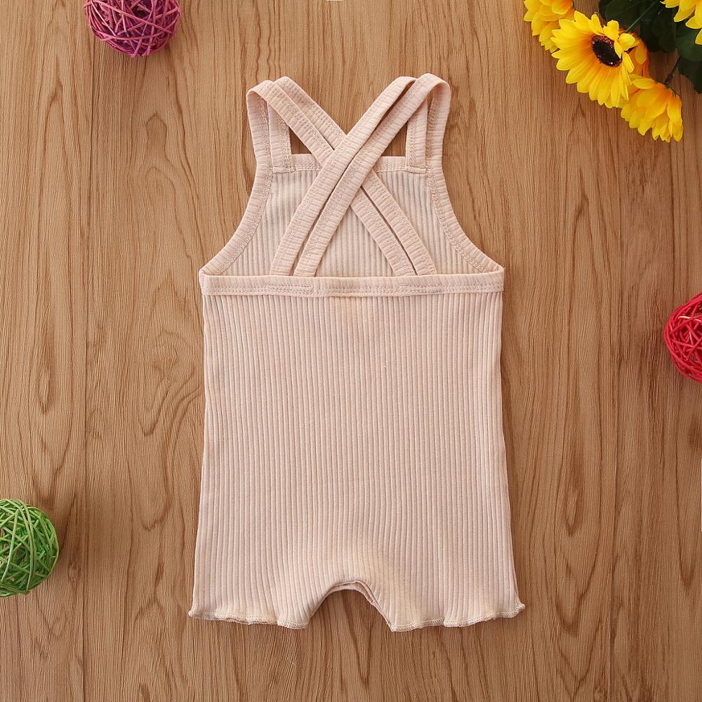 Bébé vêtements d'été bébé enfants garçon fille infantile barboteuse combinaison coton tenues ensemble côtelé solide vêtements