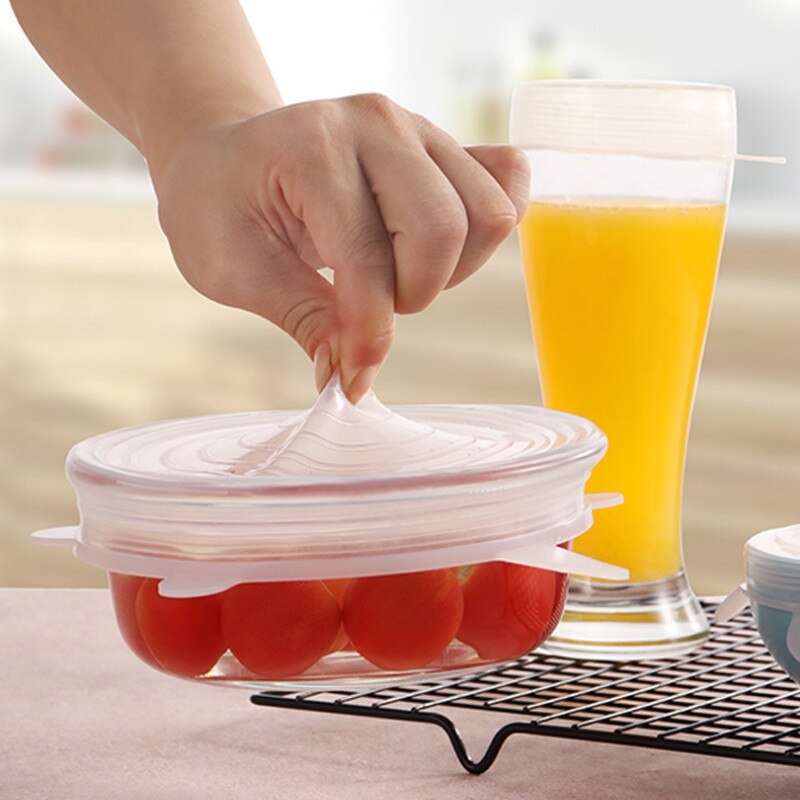 6/2pcs Reusable silicon stretch lids universal lid Silicone food taper wrap bowl pot lid cover pan cooking Kitchen Stoppers