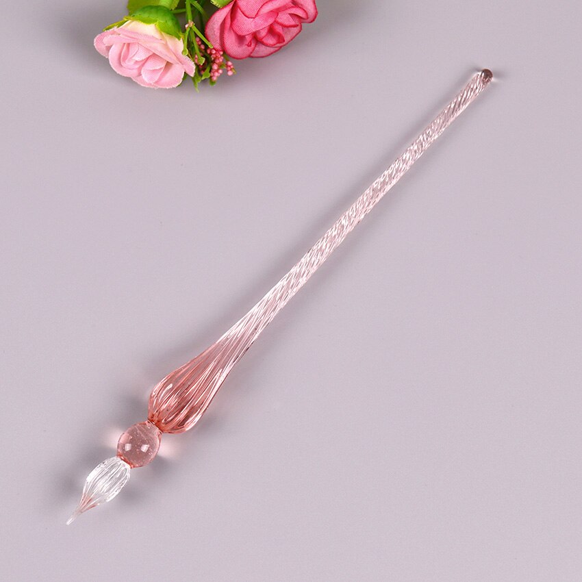 Glass Pen Dipping Water Pen Art Font Crystal Fountain Pen Exquisite Box Art Supplies School Office Stationery: Pink