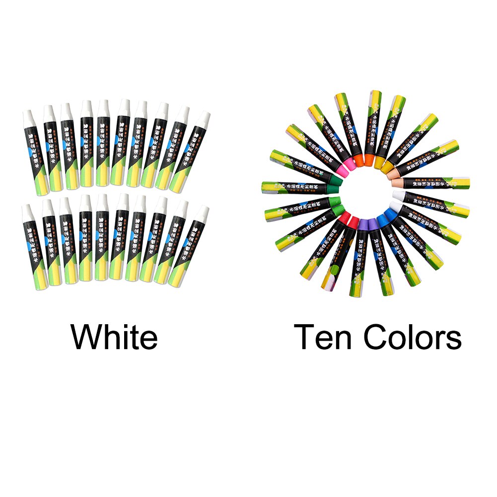20pcs Easy Wipe Office Supplies Doodle Mark Teaching Stationary Water Soluble Chalk Non Toxic Dust Free School Eco Friendly