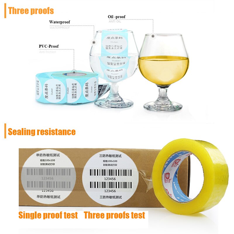 8~100MM Diameter Adhesive Circle Thermal Sticker Paper Thermal Label Roll, White Round Stickers, 1 Rolls, Packing Seal Label