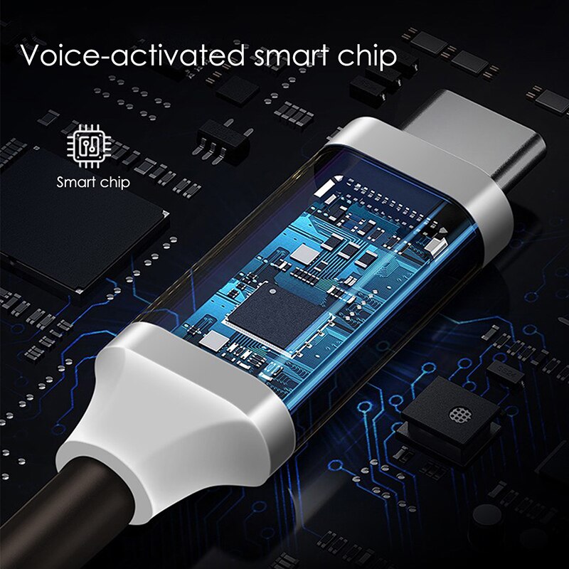 Voice Control USB Kabel - 1m Lichtgevende Oplaadkabel met LED voor Type-C, Micro USB, iPhone