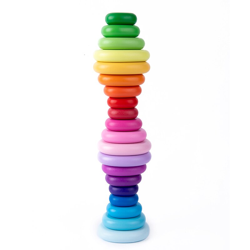 Nordic Stijl Regenbooggradiënt Stapelen Stenen Blokken Diy Graffiti Baby Stapelen Speelgoed Hout Natuurlijke Gekleurde Steen Kids &#39;Vloer Spelletjes: 20pcs