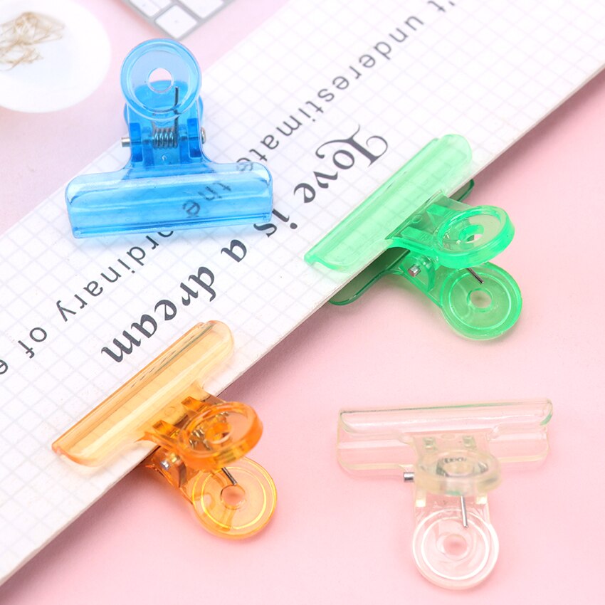 10PCS Transparent Plastic Receipt Invoice Clip Folder Colour Transparent Stationery Clips Office School Supplies
