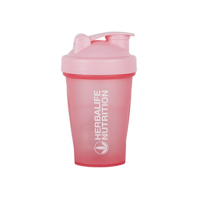 Sport shaker flaske 400ml whey protein pulver blandeflaske sport fitness gym shaker utendørs bærbar drikkeflaske i plast: Rosa